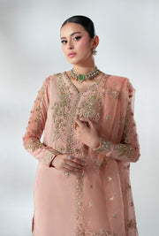 Peach Embellished Pakistani Party Dress for Elegance