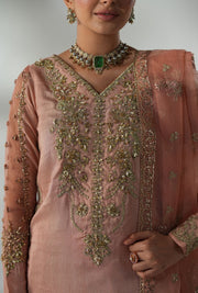 Peach Embellished Pakistani Party Dress for Elegance
