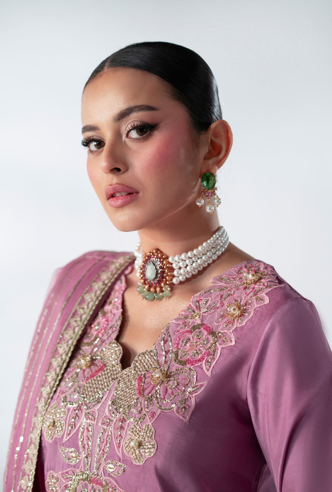Stunning Floral Fusion Pakistani Party Dress Ensemble
