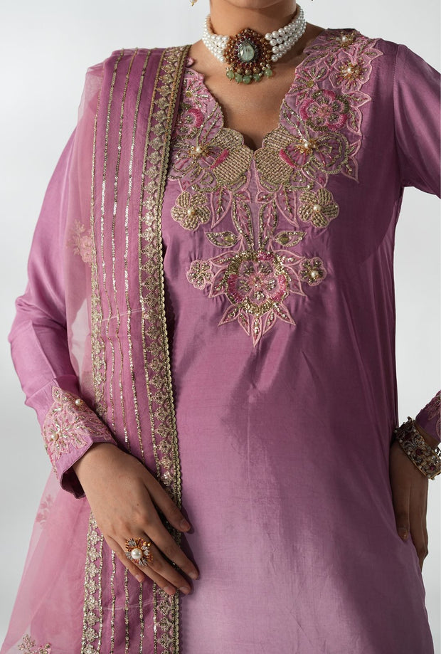 Stunning Floral Fusion Pakistani Party Dress Ensemble