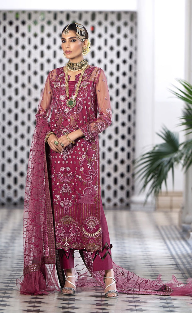 Vibrant Kameez Trouser Pink Pakistani Wedding Dress Online
