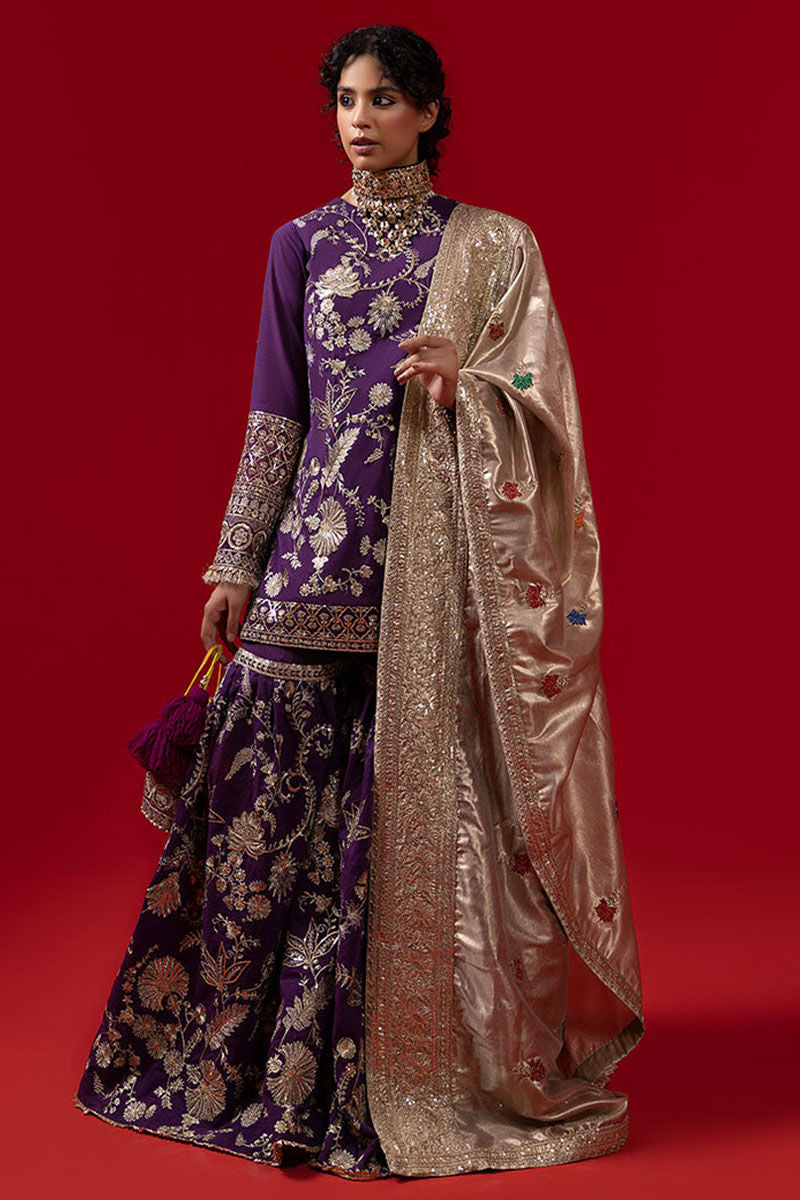 Violet Sharara Kameez for Pakistani Wedding Dresses