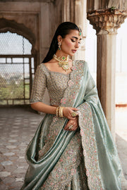Walima Dress in Blue Bridal Lehenga Choli Dupatta Style