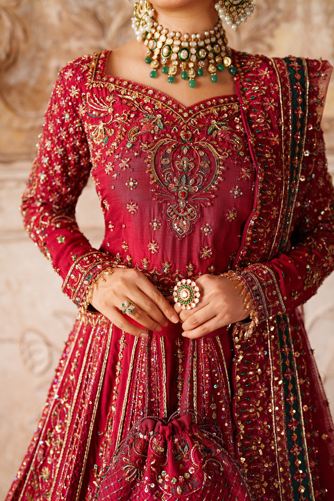 Elegant Red Pakistani Bridal Dress for Grand Occasions