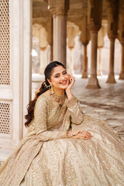 Exquisite Golden Pakistani Bridal Dress for Elegant Brides