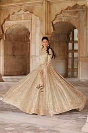 Elegant Golden Pakistani Bridal Dress for Timeless Beauty
