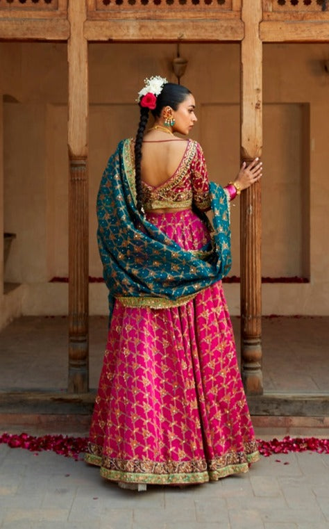 Wedding Bridal Lehenga Choli and Blue Dupatta Dress Online