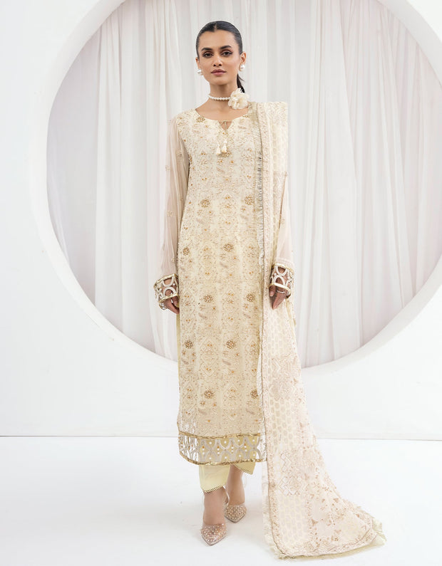 White Chiffon Embellished Pakistani Salwar Kameez