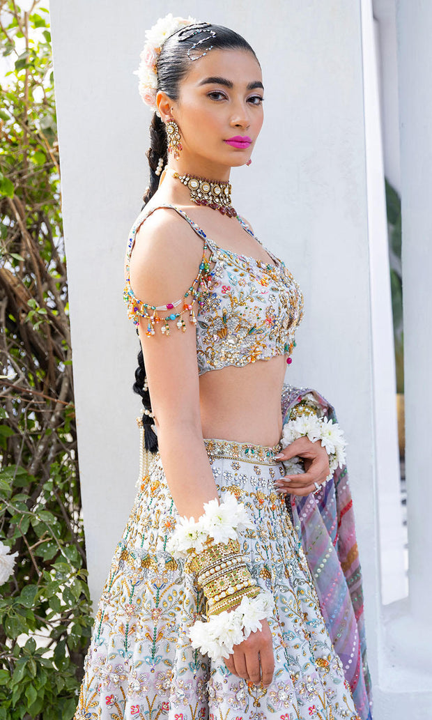 White Lehenga Choli Dupatta Indian Bridal Dress