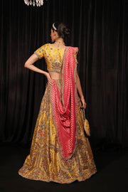 Yellow Lehenga Choli and Dupatta Mehndi Dress