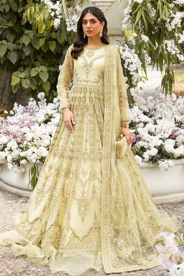 Yellow Lime Heavily Embellished Pishwas Pakistani Wedding Dress