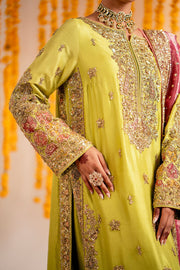 Yellow Mehndi Dress in Kameez Trouser Dupatta Style for Wedding
