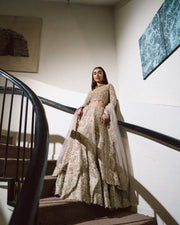 Exquisite Gold Pakistani Bridal Dress for Festive Occasions