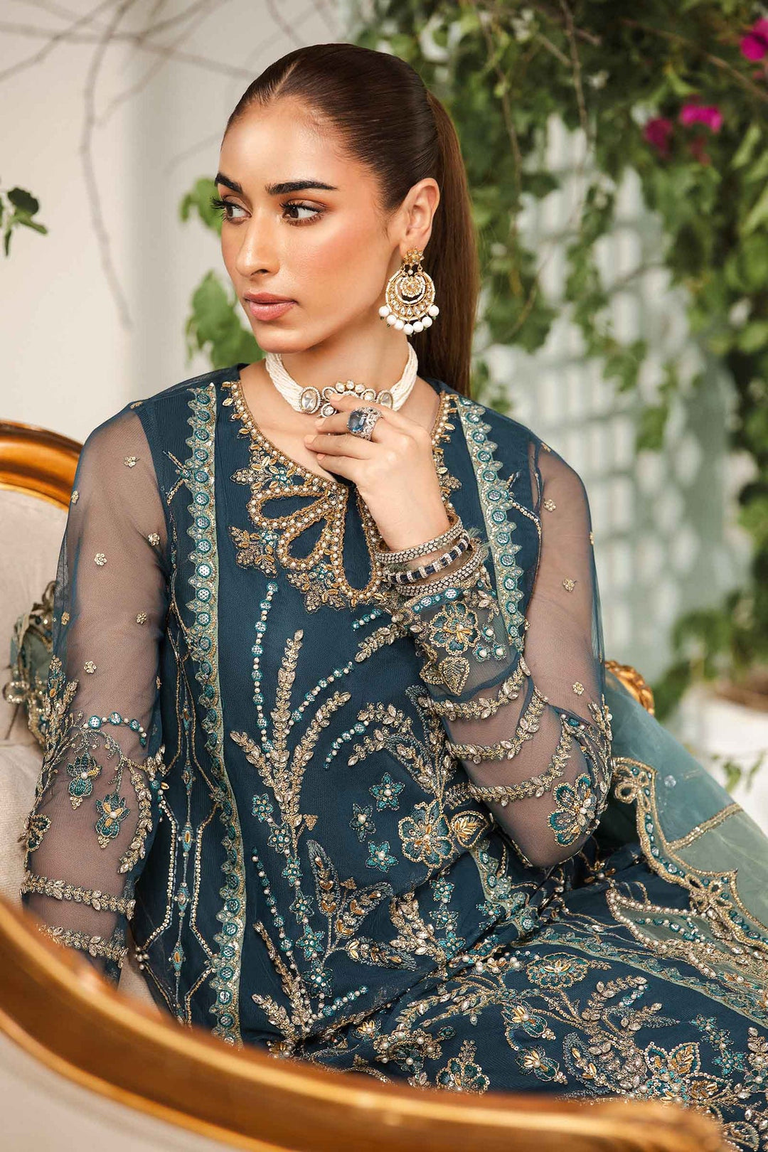 Zinc Embroidered Pakistani Salwar Kameez in Sharara Style