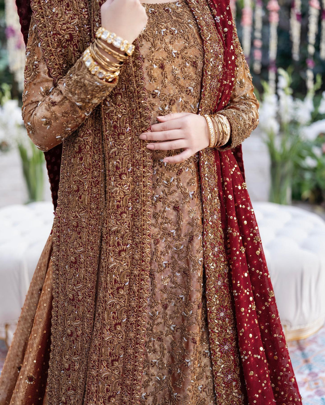 Zinc Red Kameez Lehenga 