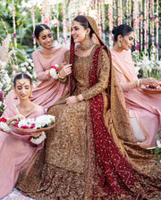 Zinc Red Kameez Lehenga for Pakistani Bridal 2023