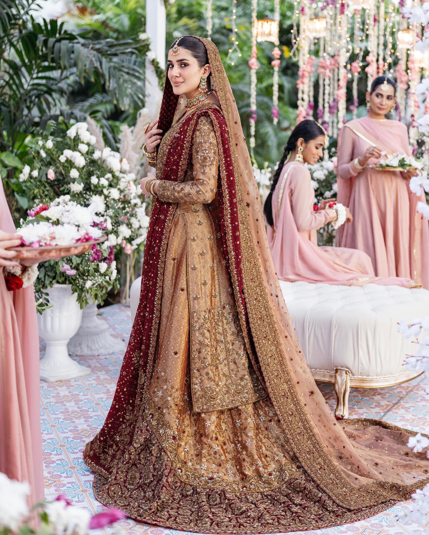 Zinc Red Kameez Lehenga for Pakistani Bridal Dresses Nameera by Farooq