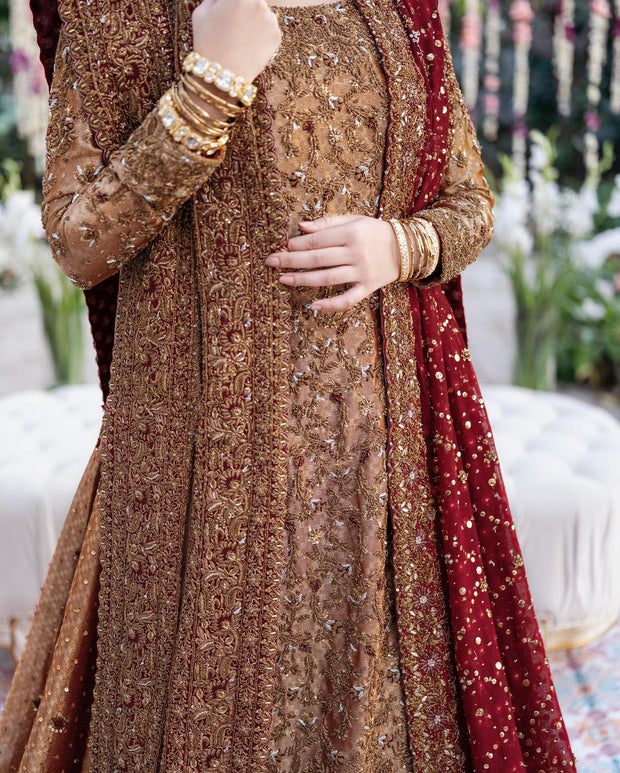 Zinc Red Kameez Lehenga 