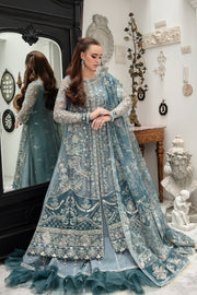 Zinc Shade Embroidered Pakistani Wedding Dress Gown Style Pishwas 2023