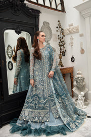 Zinc Shade Embroidered Pakistani Wedding Dress Gown Style Pishwas