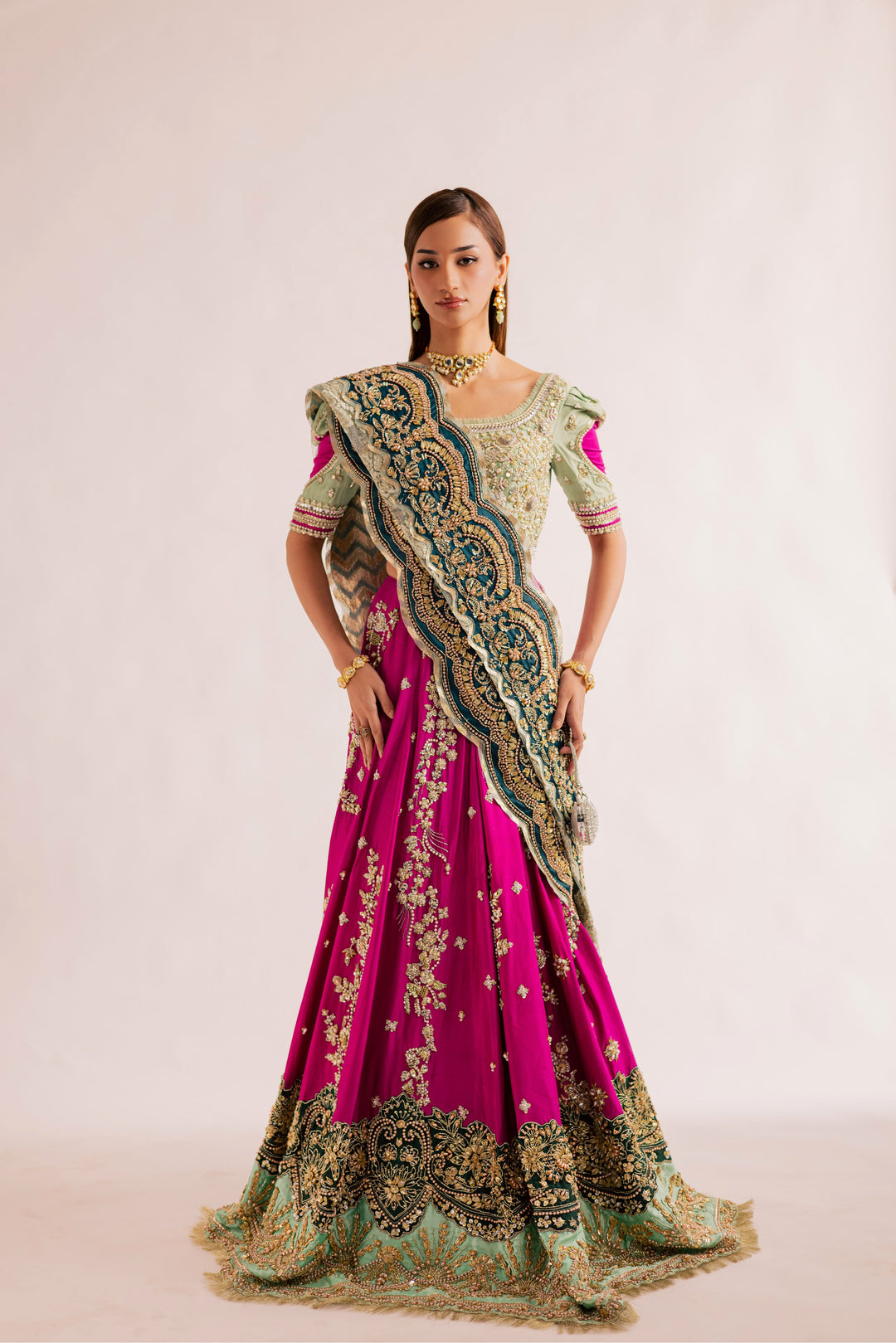 Elegant Mint Green Pakistani Bridal Dress for Weddings