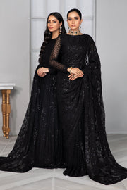 Elegant Sequins Embroidered Chiffon Dress in Classic Shade