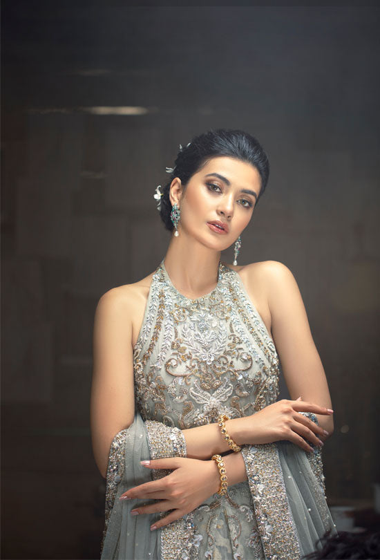 Pakistani Designer Bridal Dress in Opulent Sheer Fabric