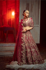 Pakistani Designer Bridal Dress in Embellished Raw Silk