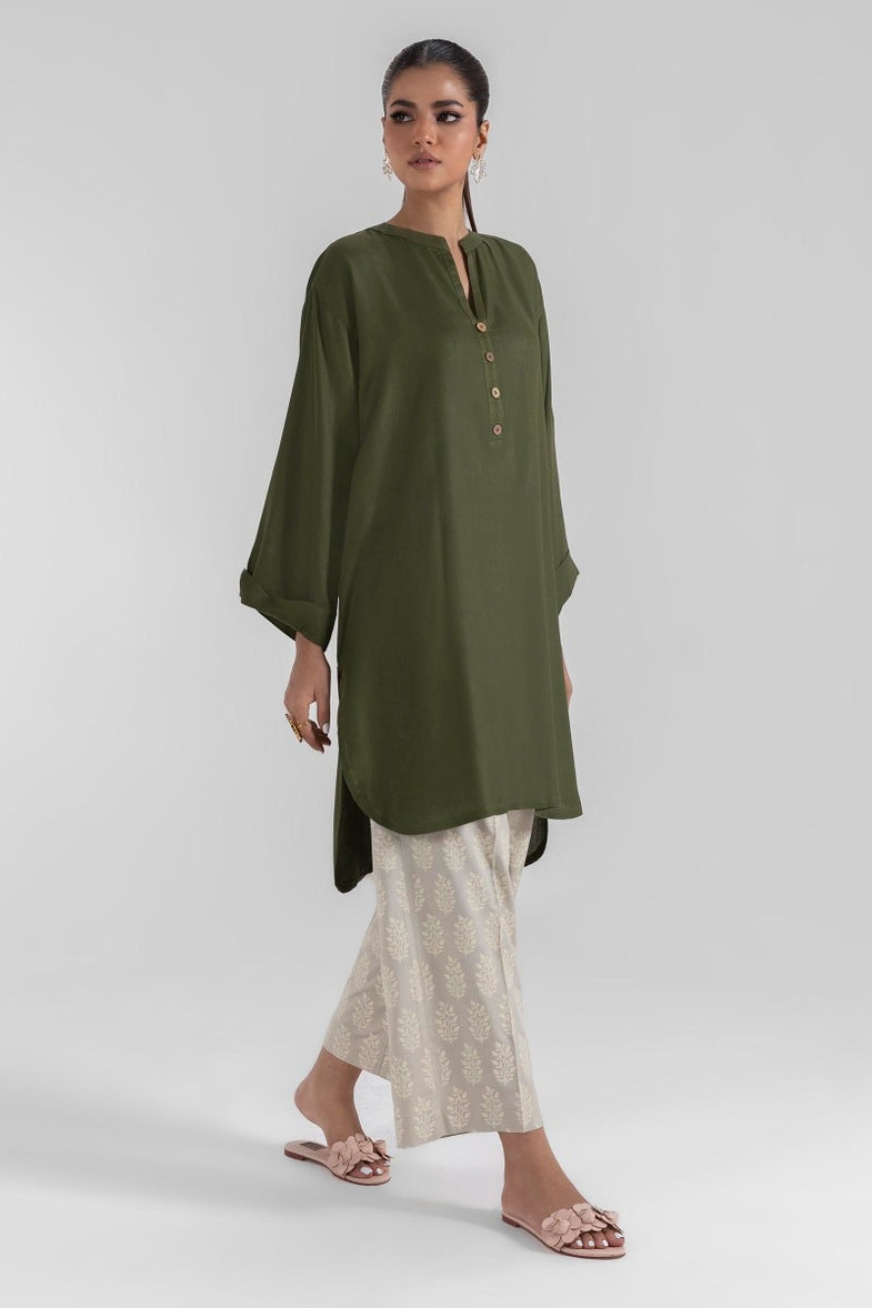 Sana Safinaz Ready to Wear Green Linen Party Dress