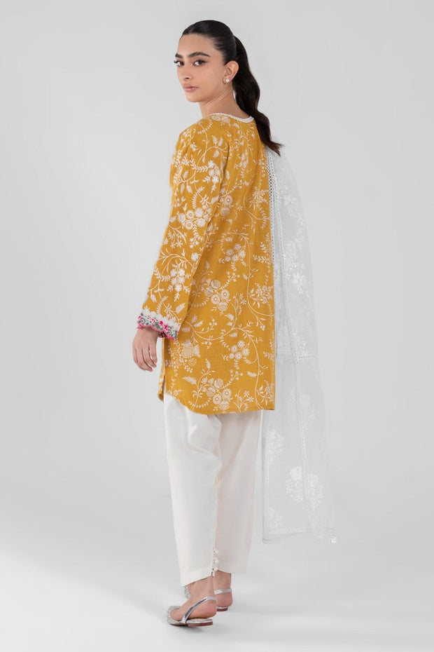 Sana Safinaz Elegant Mustard Slub Party Dress