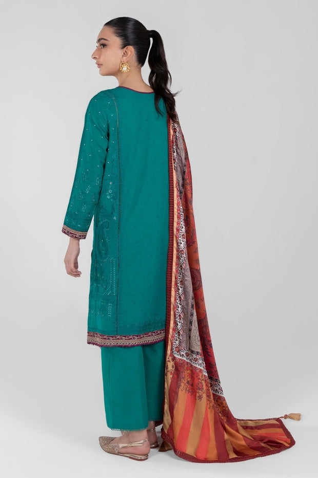 Sana Safinaz Beautiful Teal Green Slub Khaddar Dress