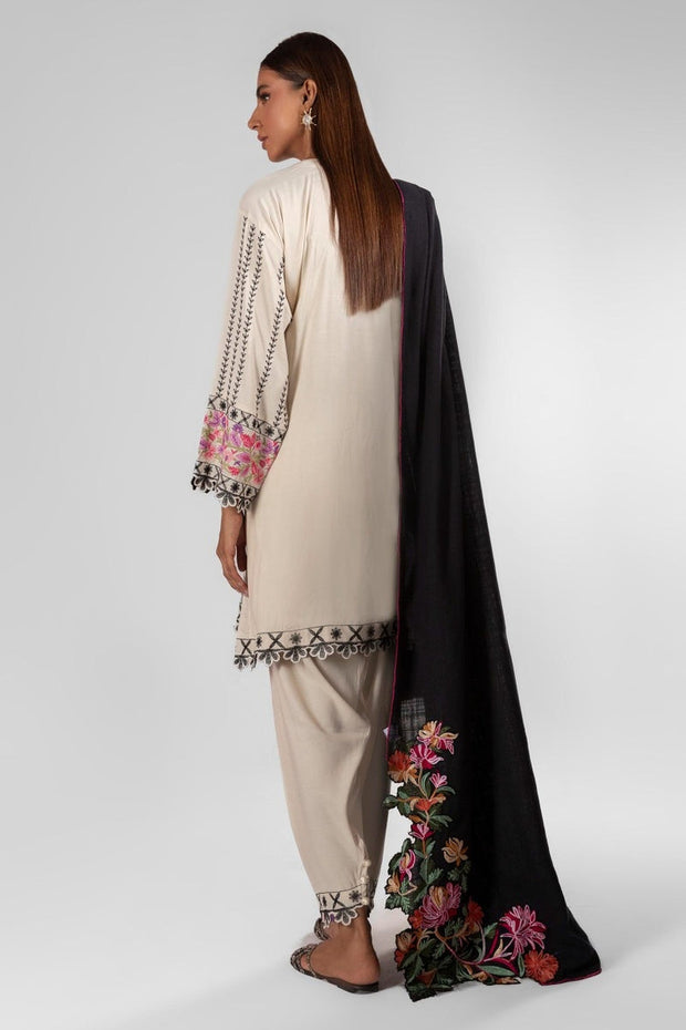 Sana Safinaz Latest Cream Raw Silk Party Dress
