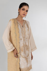 Sana Safinaz Elegant Beige Karandi Slub Party Dress