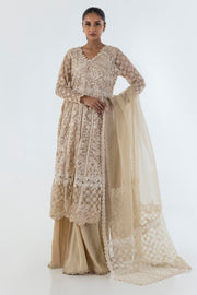 Sana Safinaz Stitched Beige Embroidered Shirt + Plazo + Dupatta