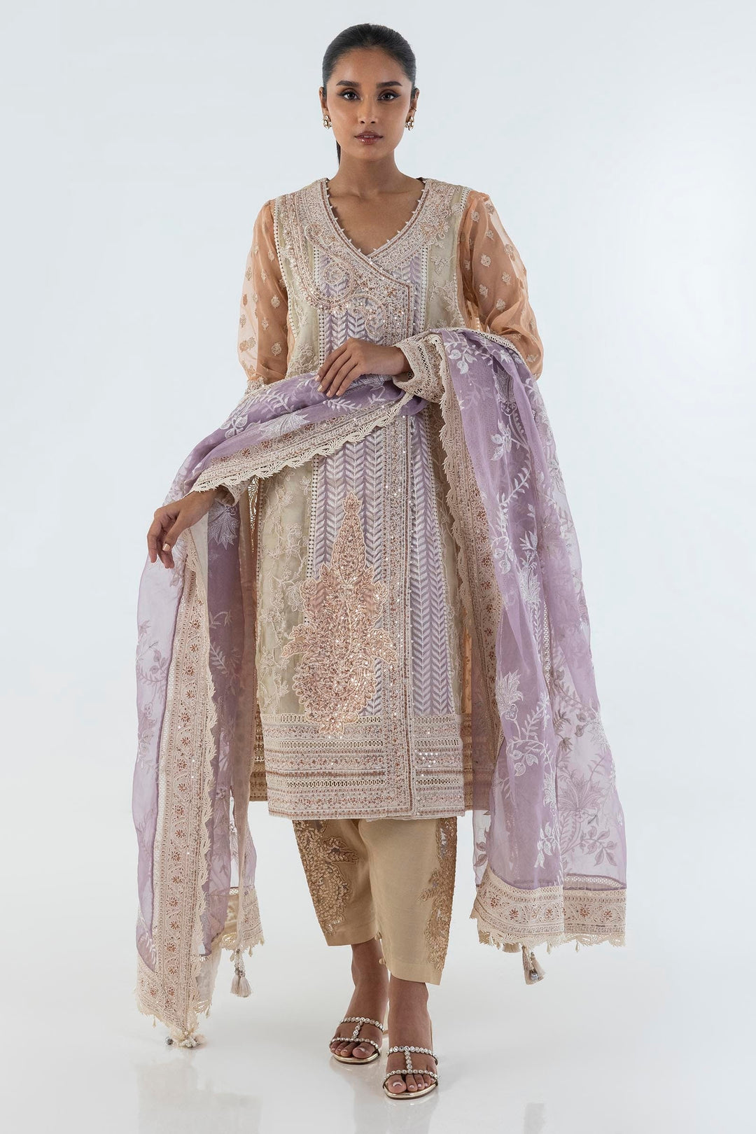 Sana Safinaz Stitched Angrakha Embroidered Shirt + Shalwar +