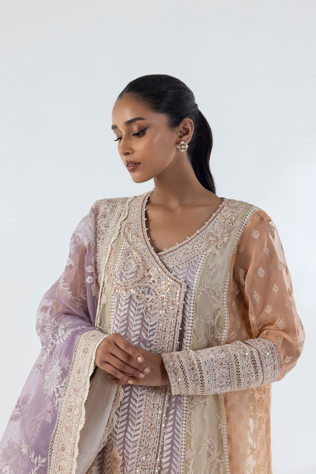 Sana Safinaz Stitched Angrakha Embroidered Shirt + Shalwar +
