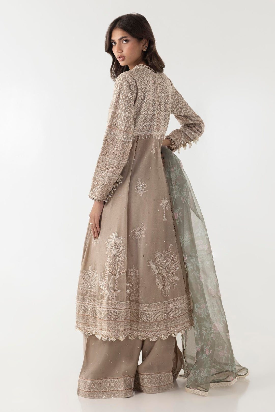 Sana Safinaz Stitched Embroidered Shirt + Culotte + Dupatta