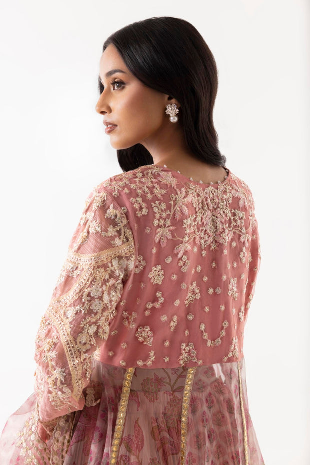 Sana Safinaz Stitched Pink Embroidered Shirt + Dupatta Sana