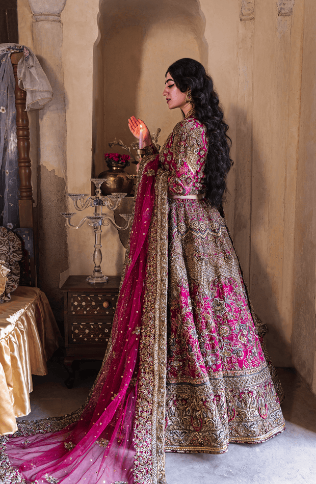 Stunning Hot Pink Pakistani Bridal Lehenga for Elegance
