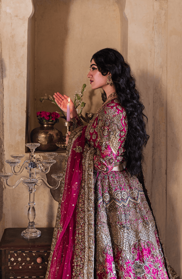 Stunning Hot Pink Pakistani Bridal Lehenga for Elegance