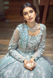 Light Mint Pakistani Designer Bridal Dress with Embellishments