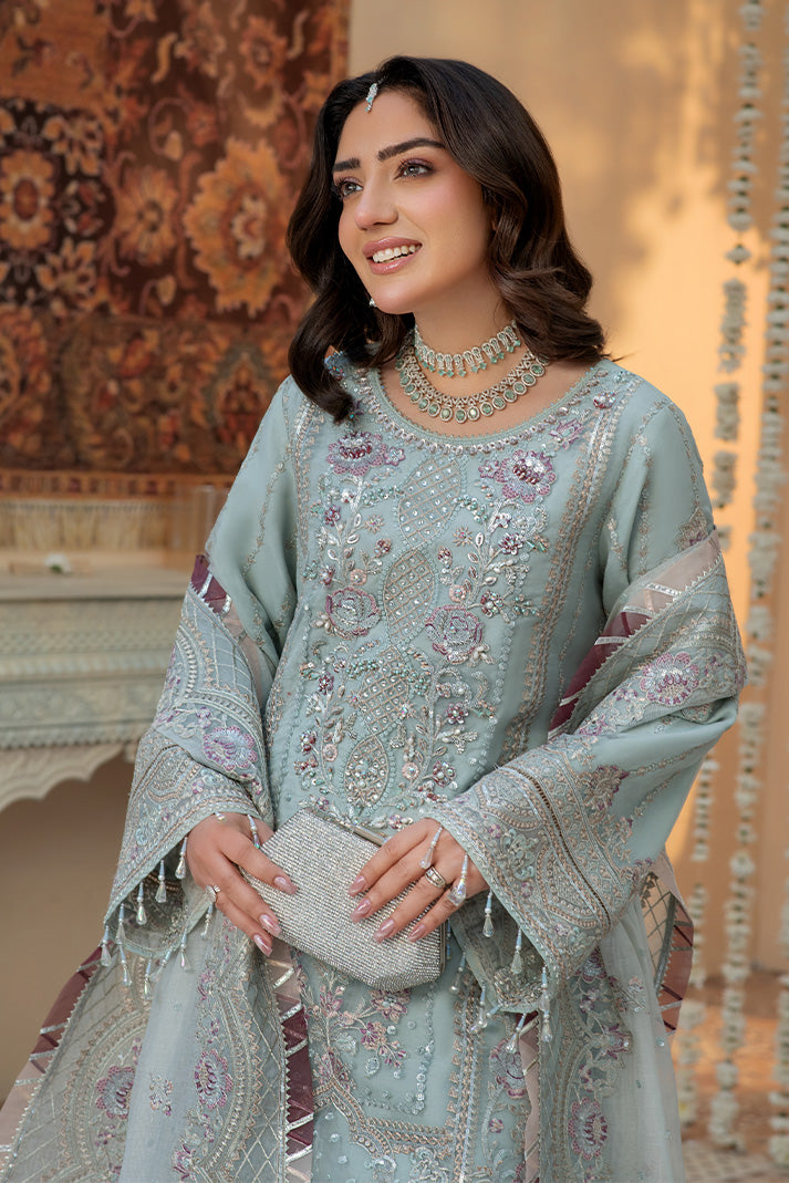 Elegant Embroidered Organza Gown With Dupatta