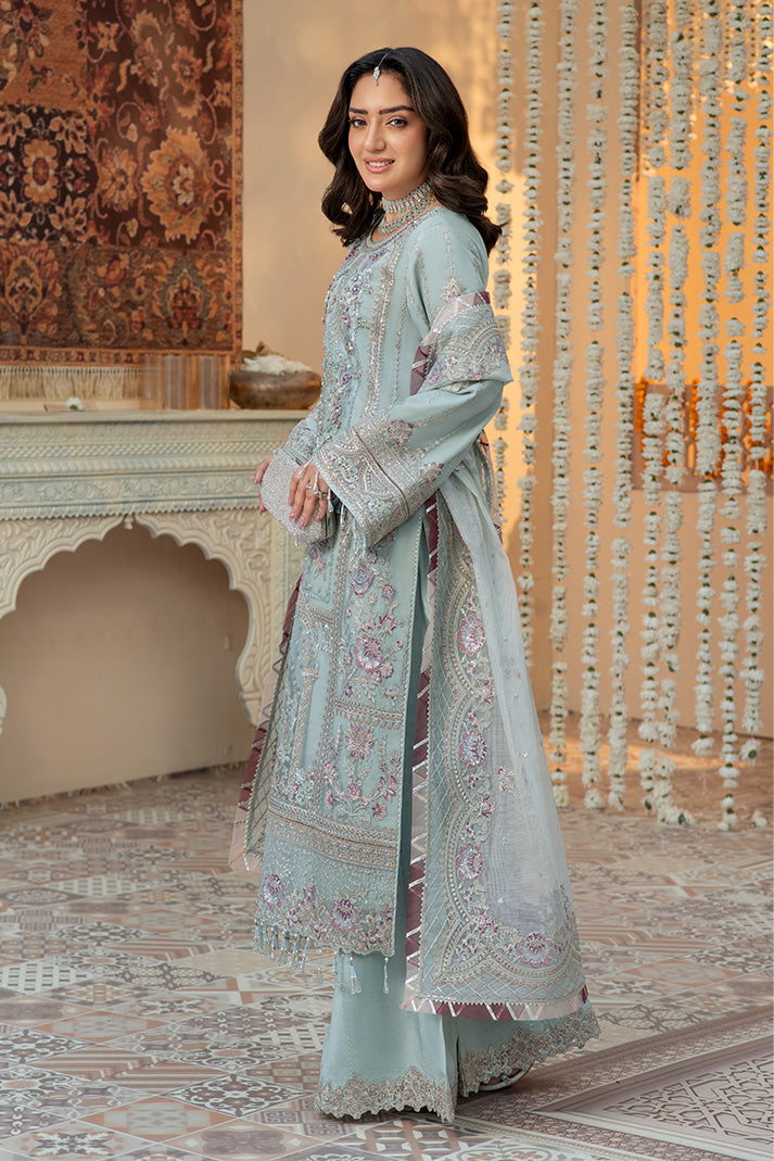 Elegant Embroidered Organza Gown With Dupatta