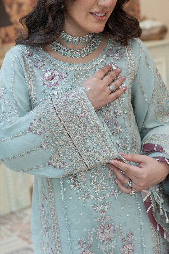 Elegant Embroidered Organza Gown With Dupatta
