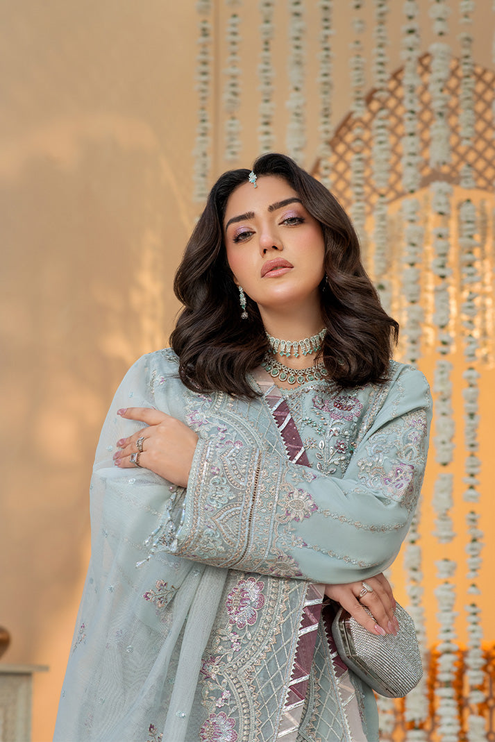 Elegant Embroidered Organza Gown With Dupatta