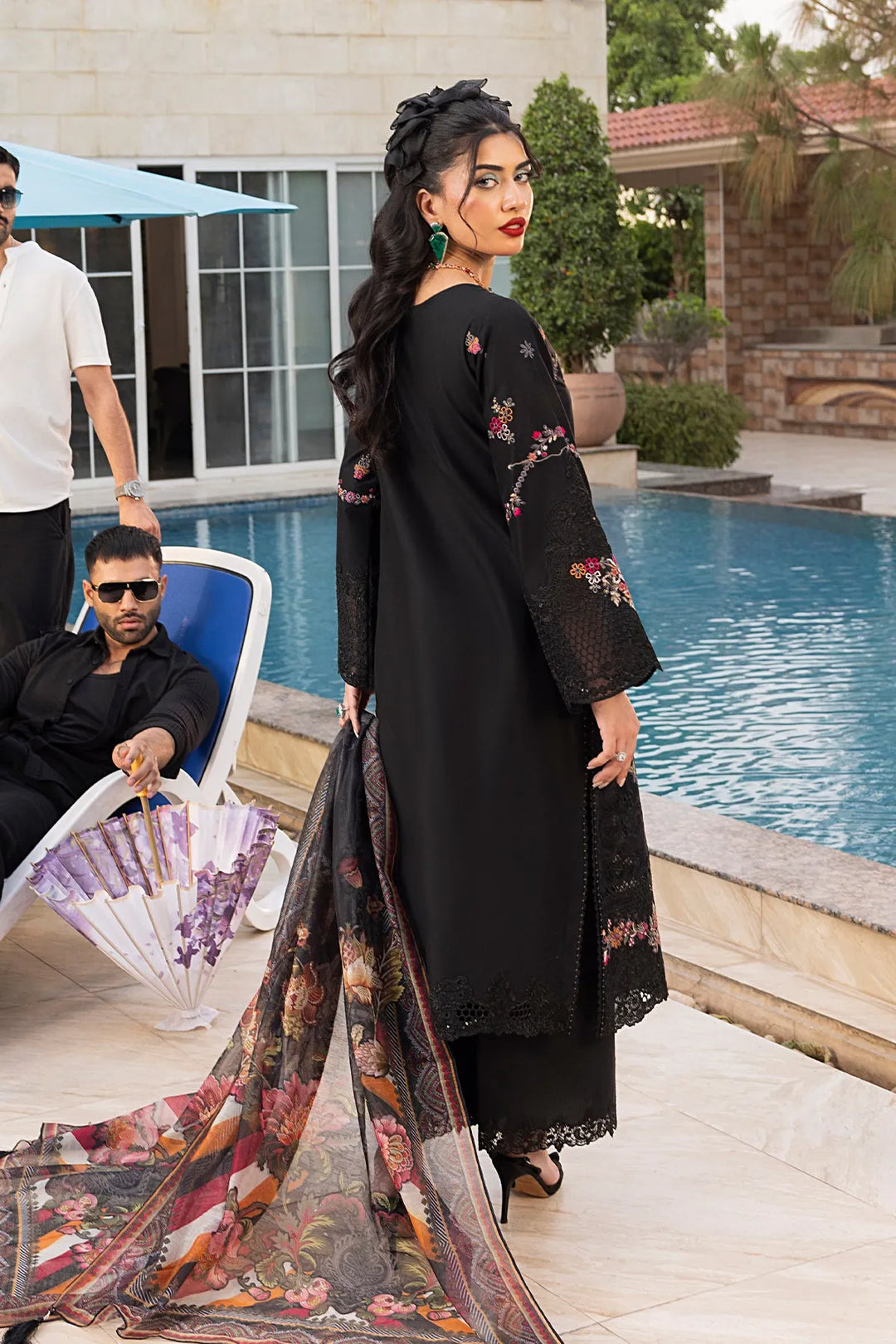 Embroidered Embroidery Net Ensemble