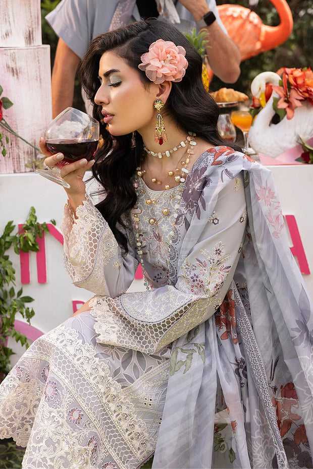 Luxury Net Dress Set With Shawl