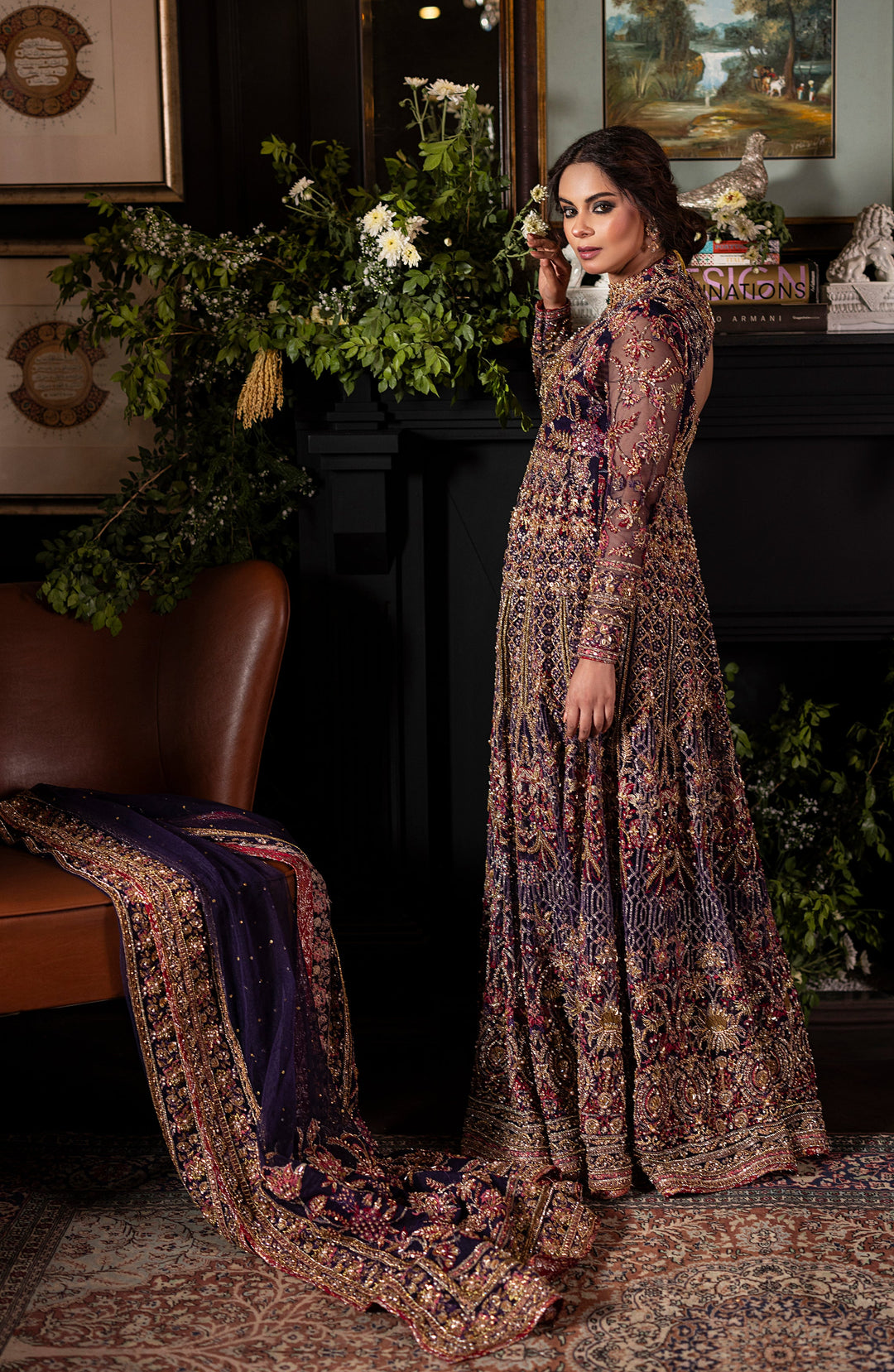 Irish Purple Pakistani Bridal Lehenga with Dupatta