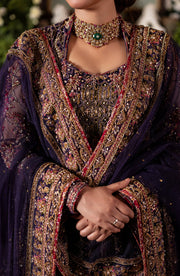 Irish Purple Pakistani Bridal Lehenga with Dupatta