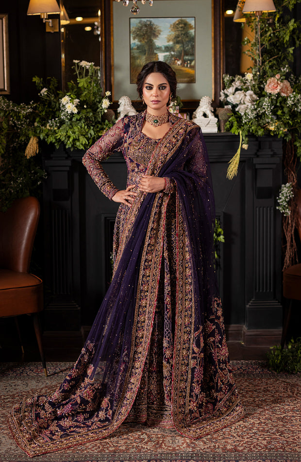 Irish Purple Pakistani Bridal Lehenga with Dupatta